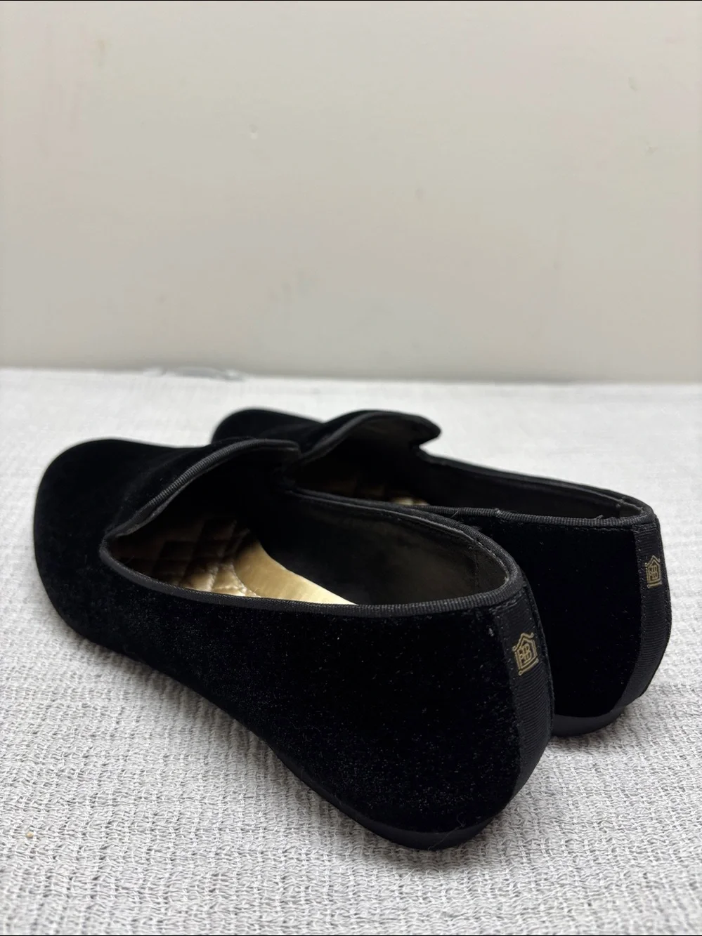 Birdies The Starling Black Velvet Slip On Classic Flat Loafer Women's Size 6.5